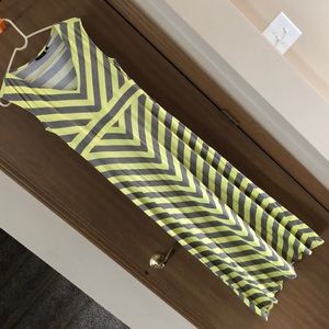 Yellow/grey chevron Maxi dress
